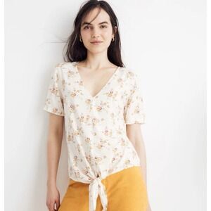 Madewell Novel Tie Front Floral Top, Size Small, Excellent Condition